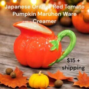 Japanese Orange-Red Tomato Pumpkin Maruhon Ware Creamer